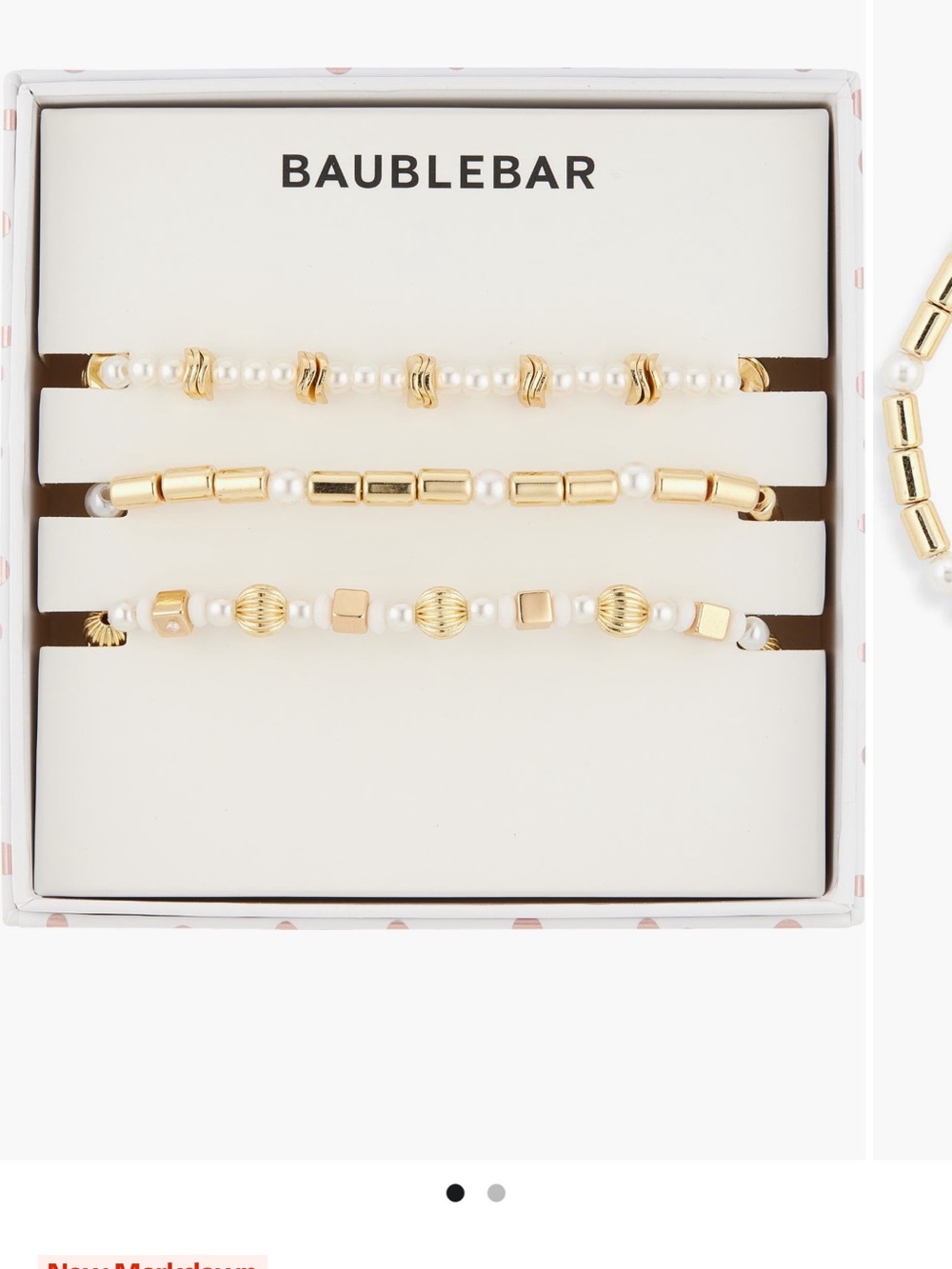 BaubleBar Gold and White Beaded Bracelet Trio